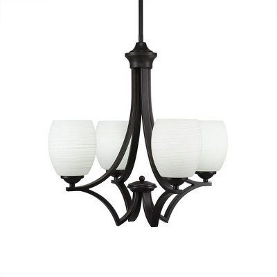 Toltec Lighting Zilo 4 - Light Chandelier in  Dark Granite with 5" White Linen  Shade