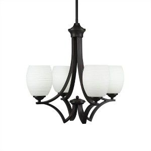 Toltec Lighting Zilo 4 - Light Chandelier in  Dark Granite with 5" White Linen  Shade - 1 of 1