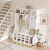 Hall Tree with Bench & Shoe Storage, 3-in-1 Wider Entryway Bench with Coat Rack & Adjustable Shelf, Farmhouse Hall Tree with 4 Corner Metal Protect - 2 of 4