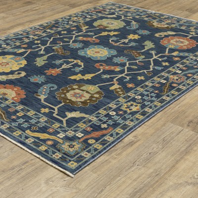 Hand-knotted Blue and Multi Oriental Rectangular Rug