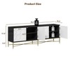 Modern MDF Cabinet TV Stand with 4-Door, Metal Legs, Adjustable Foot Pegs, and High-Gloss Finish for Living Room - 2 of 4