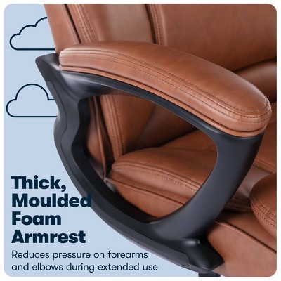 Cognac Faux Leather High Back Executive Swivel Chair