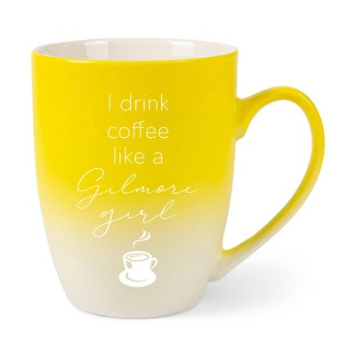 Elanze Designs I Drink Coffee Like A Gilmore Girl Two Toned Ombre Matte Yellow and White 12 ounce Ceramic Stoneware Coffee Cup Mug