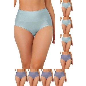 INSPIRE CHIC Women's Tummy Control Unlined High-Waisted Breathable Hipster Underwear 9 Packs - 1 of 4