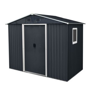 NicBex 8 x 4 Ft Outdoor Storage Shed with Lockable Sliding Doors and Foundation for Backyard Garden,Patio - 1 of 4