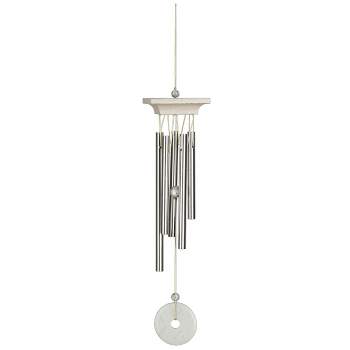 Woodstock Wind Chimes For Outside, Garden Décor, Outdoor & Patio Décor, Woodstock White Marble Chime Silver Wind Chimes