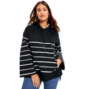 June + Vie by Roaman's Women's Plus Size Bell-Sleeve French Terry Sweatshirt - 1 of 4