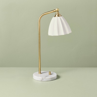 20.75" Fluted Ceramic Table Lamp with Marble Base - Hearth & Hand™ with Magnolia