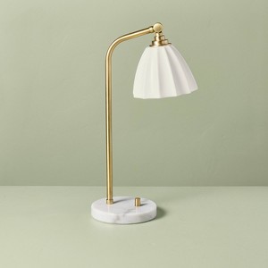 20.75" Fluted Ceramic Table Lamp with Marble Base - Hearth & Hand™ with Magnolia - 1 of 4