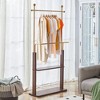 PAGED Golden Stainless Steel Coat Rack - Walnut Solid Wood Double-Layer Design with Storage Shelf - 2 of 4