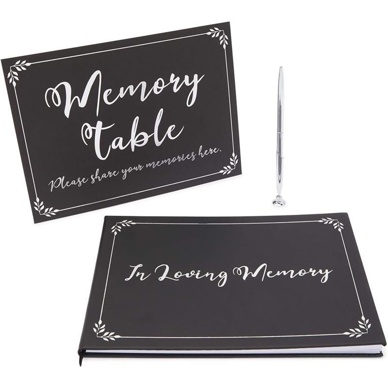 Faithful Finds 3 Piece Set Funeral Guest Book, Pen, and Memorial Table Sign, in Loving Memory, 1 of 10
