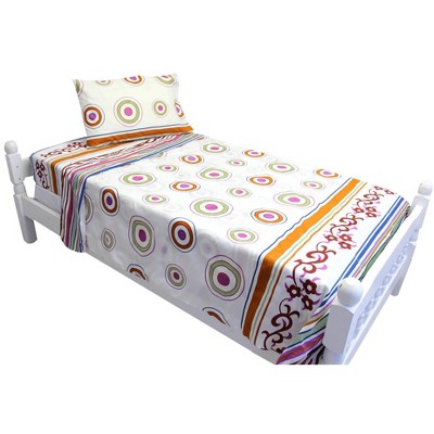 Multicolored Circles Stripes Twin Bed Sheets Set - Store51..