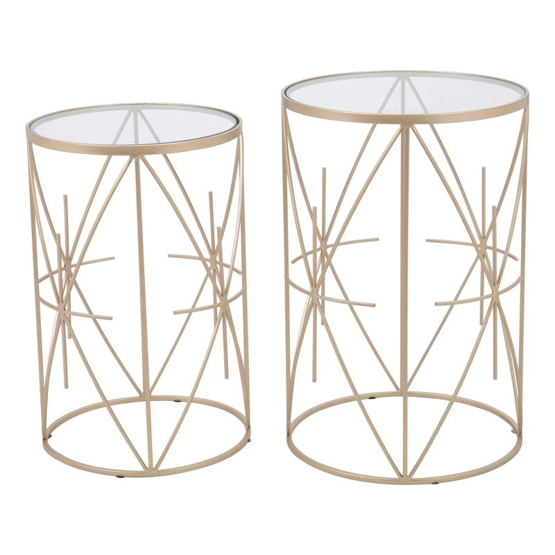 Set of 2 Heritage Side Tables Clear/Gold - ZM Home, 4 of 11