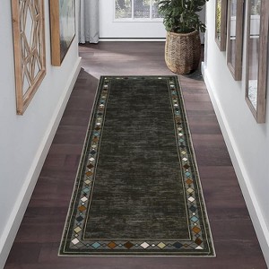 coucheta Multi-size Washable Area Rug for Bedroom, Modern Geometric Bordered Low Pile Soft Non Slip Throw Carpet Indoor, for Living Room, Dining - 1 of 4