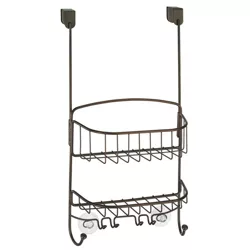 mDesign Steel Portable Over Door Hanging Shower Caddy Storage Organizer - Bronze