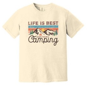 Simply Sage Market Men'sLife Is Best When You're Camping Short Sleeve Garment Dyed Tee - 1 of 2