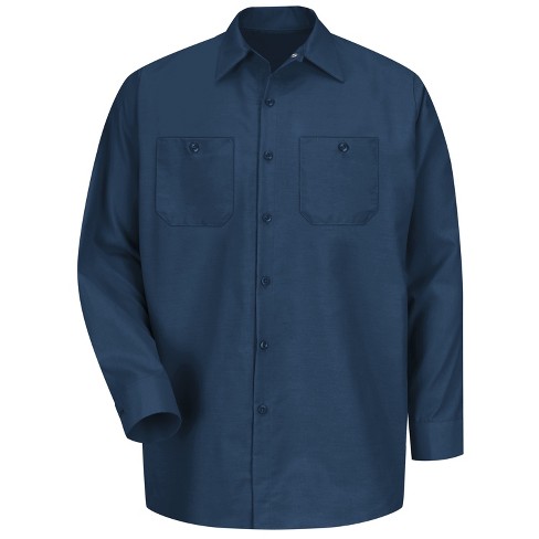Red Kap Men's Long Sleeve Industrial Work Shirt, Navy - Xxl Tall