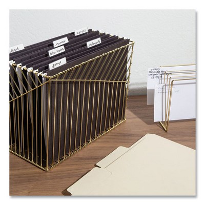 Gold Metal Wire Hanging File Basket Organizer