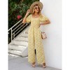 Whizmax Women's Summer Smocked Jumpsuits Casual Square Neck Short Sleeve High Waist Wide Leg Rompers with Pockets - 4 of 4
