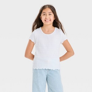 Girls' Short Sleeve Textured T-Shirt - Cat & Jack™ - 1 of 3