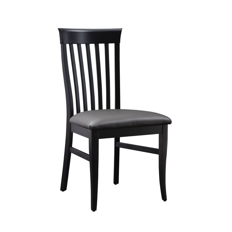 Set of 2 Smythe Slat Back Faux Leather Dining Chairs Chairs Black - Linon, 4 of 14