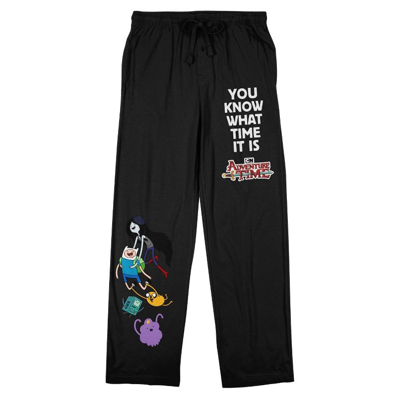 Adventure Time You Know What Time It Is Men's Black Drawstring Sleep Pants, 1 of 5