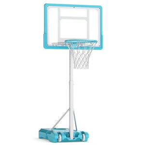 Costway Adjustable Pool Basketball Hoop with with Fillable Base Shatterproof Backboard 3.1-4.1 FT Adjustable Height - 1 of 4