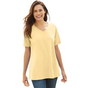 Woman Within Plus Size Perfect Short-Sleeve V-Neck Tee - 1 of 4