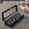 6-Slot Watch Box, Large Glass Lid Watch Organizer - 2 of 3