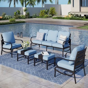 Captiva Designs 5pc Metal Patio Furniture Conversation Set with Ottomans for Garden Porch Backyard - 1 of 4