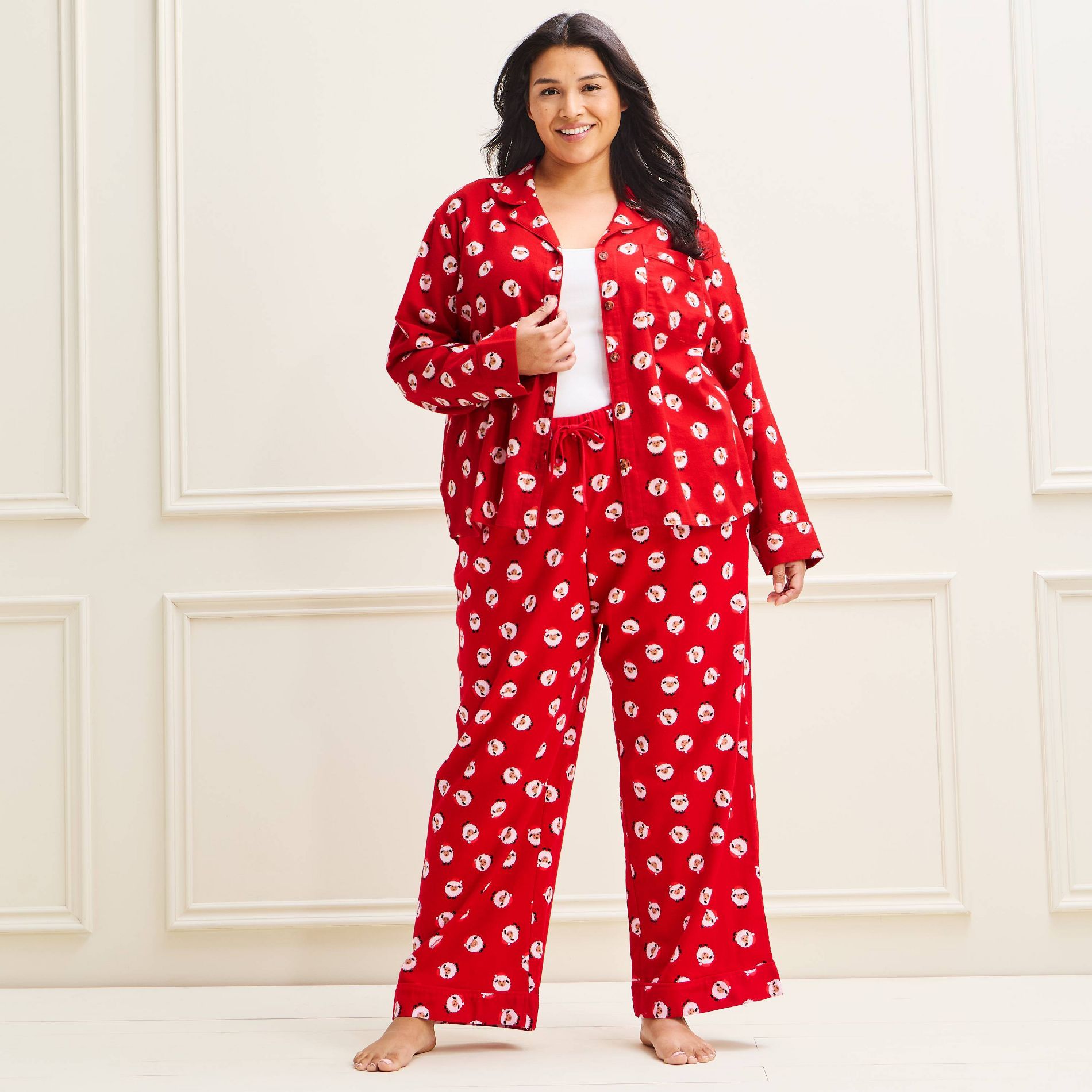 Women's Holiday Sheep Flannel Matching Family Pajama Set - Wondershop™ Red 1X