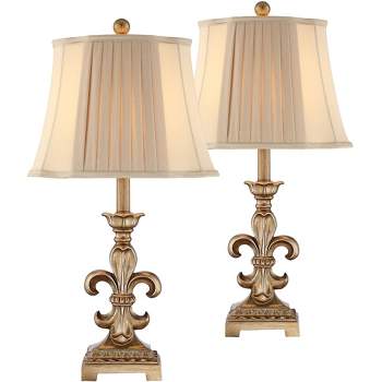Regency Hill Louis Traditional Table Lamps 25 3/4" High Set of 2 Antique Gold Pleated Bell Shade for Bedroom Living Room Bedside Nightstand Office