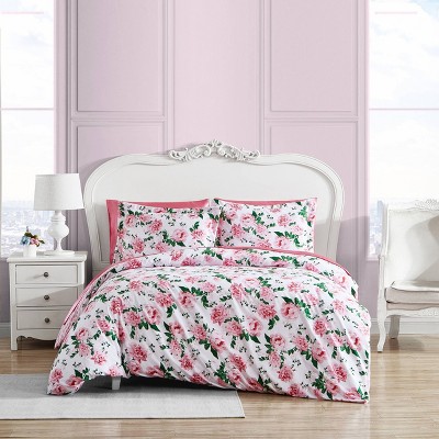 Pink high quality Blooming Lotus Botanical Duvet Cover Set, Purple Floral Bedding, Single Double Full Cali Queen King Size, Text n Size Customizable