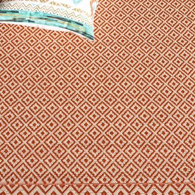 Beige and Red Geometric Indoor/Outdoor Area Rug