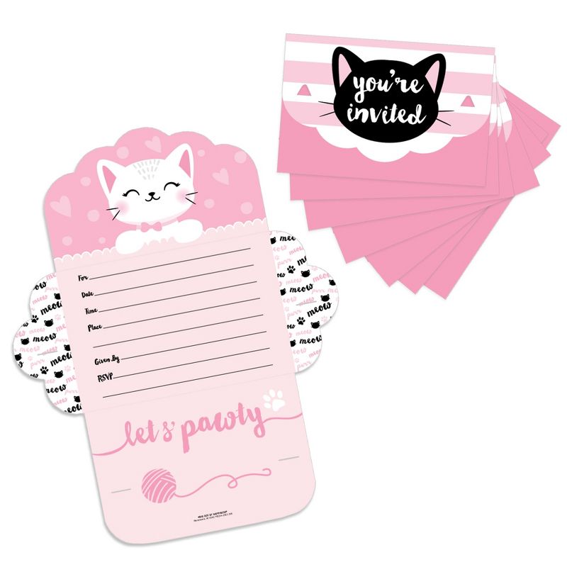 Big Dot of Happiness Purr-fect Kitty Cat - Fill-In Cards - Kitten Meow Baby Shower or Birthday Party Fold and Send Invitations - Set of 8, 1 of 9