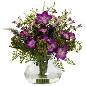Nearly Natural Large Mixed Morning Glory with Vase - 1 of 2