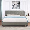 Roundhill Furniture Cerderia Velvet Upholstered Button Tufted Nailhead Trim Sleigh Bed, Gray - 2 of 4