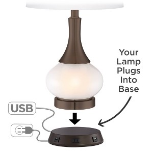 360 Lighting 1 3/4" High Universal Charging Workstation Lamp Base USB Port AC Power Outlet Brown Bronze Finish Metal Single Living Room Bedroom - 1 of 4