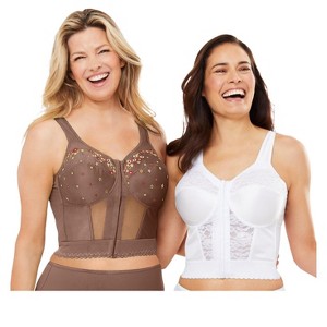 Comfort Choice Embroidered Front-Close Longline Posture Bra - 1 of 4