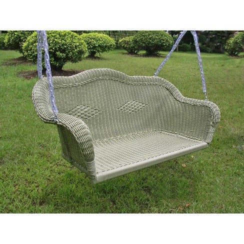 International Caravan Chelsea Wicker Hanging Porch Swing White