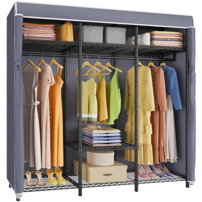 VIPEK V30C Garment Rack Heavy Duty Portable Closet with Cover Clothes Racks, Wardrobe Closet Black Metal Closet Rack with Cover
