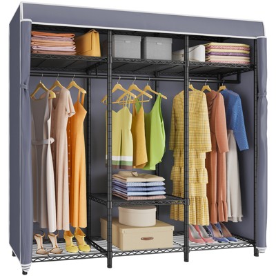 Vipek S3c Heavy Duty Portable Closet With Adjustable Shoe Rack Wire Shelf,  Custom Black Rack With Grey Cover : Target