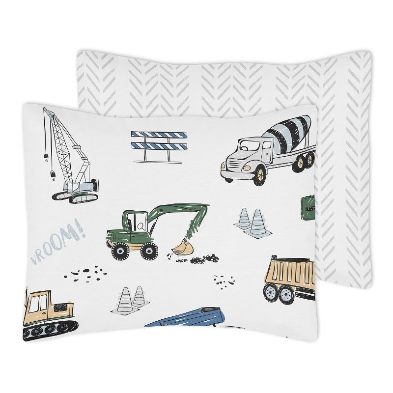 4pc Construction Truck Twin Kids&#39; Comforter Bedding Set Green and Blue - Sweet Jojo Designs, 5 of 8