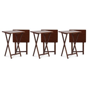 PJ Wood Portable Collapsible TV Snack Tray Table Desk Serving Stand, for Home, Living Room, Dorm, and Office, Honey Oak (6 Pack) - 1 of 4