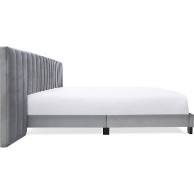 Sophisticated Gray Velvet King Bed with Channel Tufting