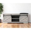 HomeRoots 47" Gray And Black Wood And Faux Leather Storage Bench with Shelves - 2 of 4