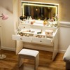COMHOMA Makeup Vanity Desk with Mirror and Lights, Vanity Table and Chair Set, 5 Drawers, 3 Color Modes - 2 of 4