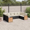 vidaXL 10 Piece Patio Sofa Set with Cushions Black Poly Rattan - Black and Cream Without Table - 2 of 4