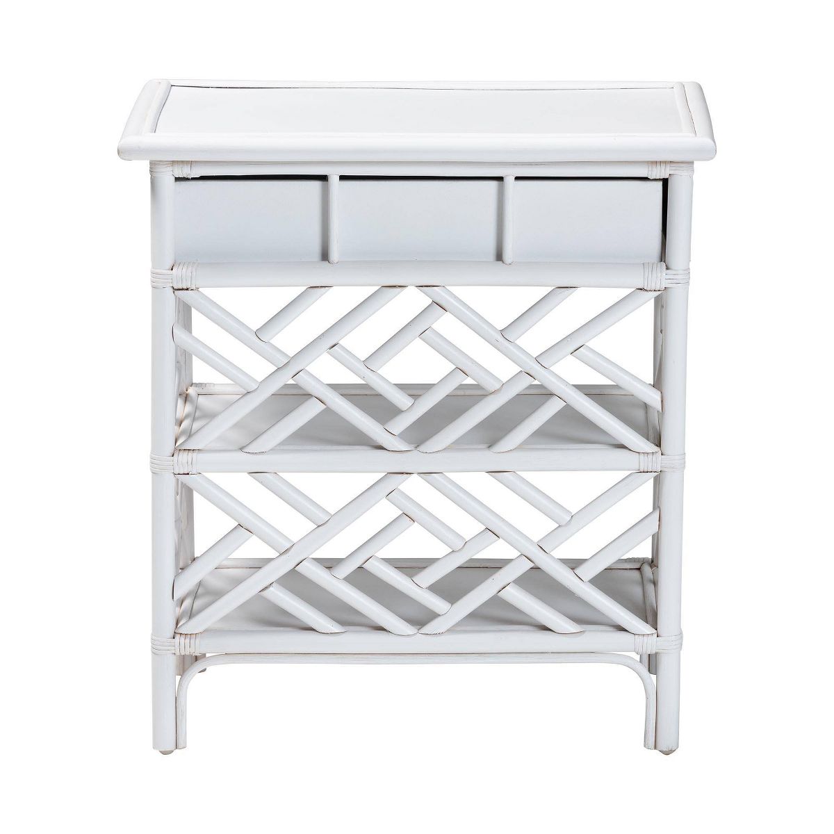 bali & pari Tiaret Natural Rattan Nightstand with Drawer and Shelves White - thumbnail 6