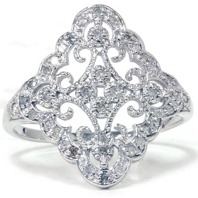 Pompeii3 1/5ct Vintage Diamond Ring 10K White Gold